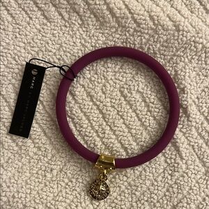 NEW Marc by Marc Jacobs Plum Purple Silicone Bracelet with Gold-tone Charm
